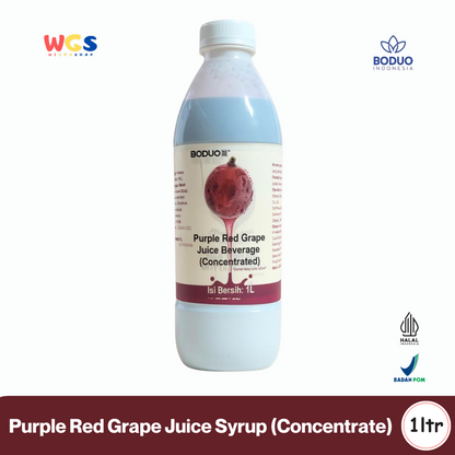 BODUO Purple Red Grape Juice Syrup 1L - Sirup Anggur Merah Ungu Pekat untuk Minuman Segar