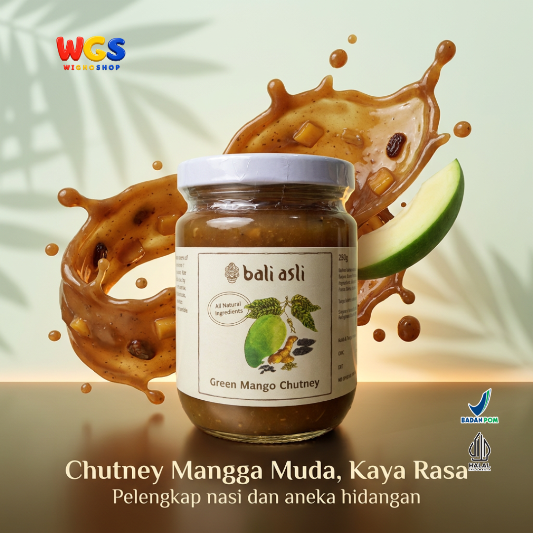 Bali Asli Green Mango Chutney 250g - Saus Mangga Muda Alami Tanpa Pengawet