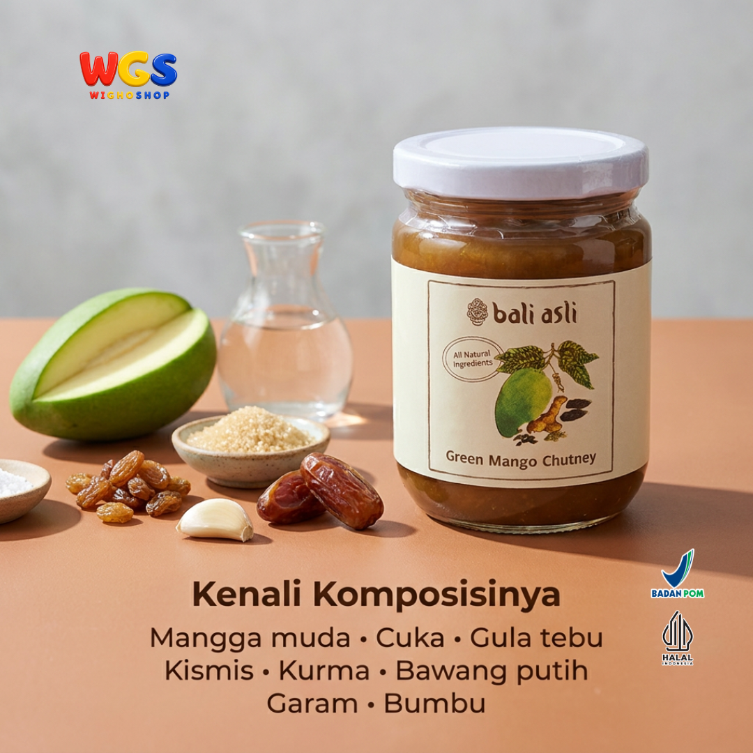 Bali Asli Green Mango Chutney 250g - Saus Mangga Muda Alami Tanpa Pengawet