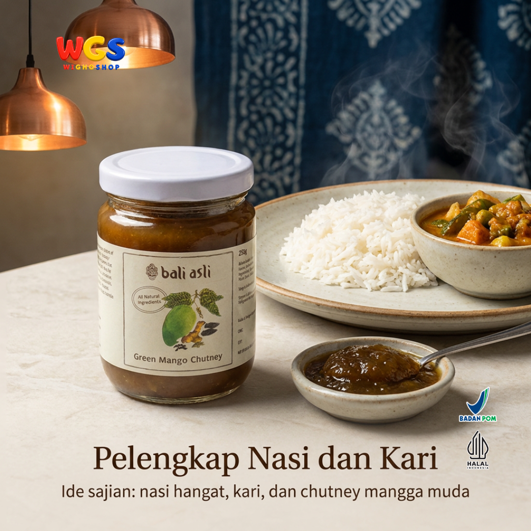 Bali Asli Green Mango Chutney 250g - Saus Mangga Muda Alami Tanpa Pengawet