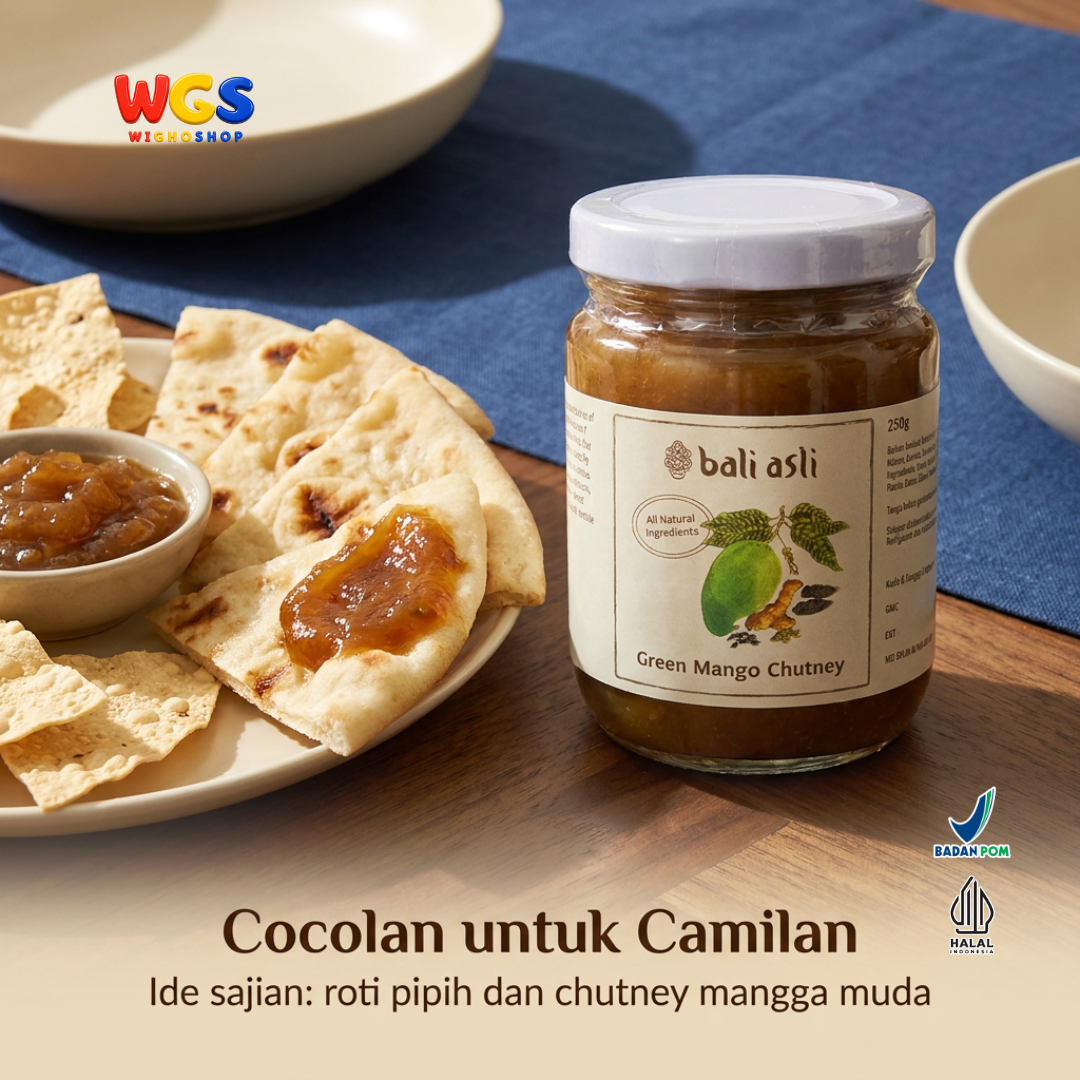 Bali Asli Green Mango Chutney 250g - Saus Mangga Muda Alami Tanpa Pengawet