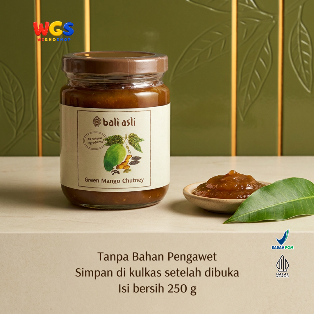 Bali Asli Green Mango Chutney 250g - Saus Mangga Muda Alami Tanpa Pengawet