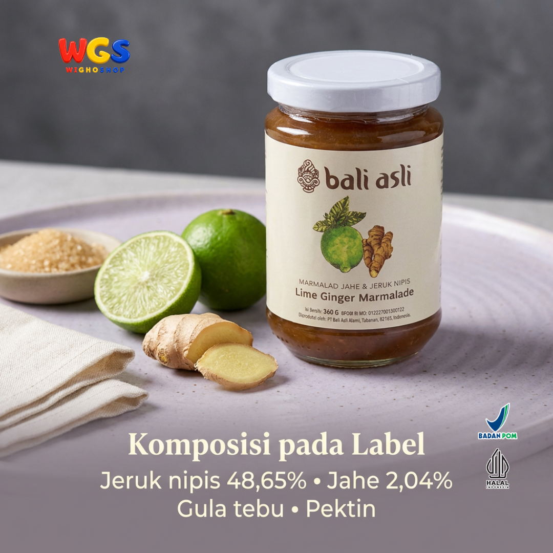 Bali Asli Lime Ginger Marmalade 360g - Selai Jeruk Nipis 48,65% & Jahe Handmade