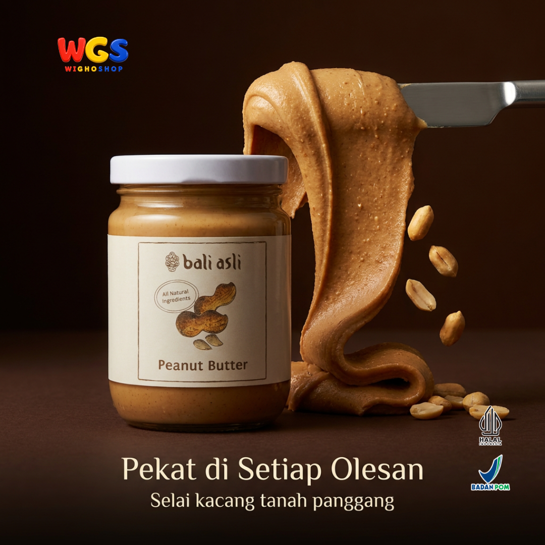 Bali Asli Peanut Butter 240g - Selai Kacang Bahan Alami Tanpa Gula Tambahan dan Pengawet
