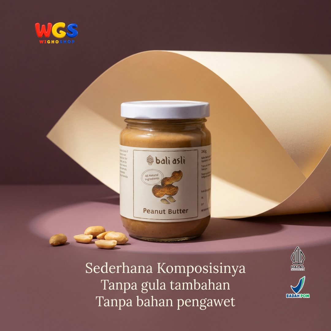 Bali Asli Peanut Butter 240g - Selai Kacang Bahan Alami Tanpa Gula Tambahan dan Pengawet