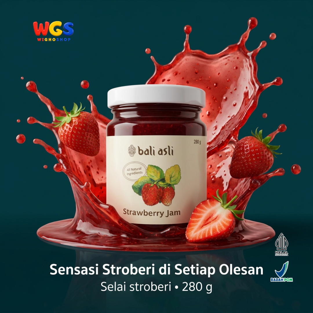 Bali Asli Strawberry Jam 280g - Selai Stroberi Bahan Alami Tanpa Pengawet untuk Roti dan Kue