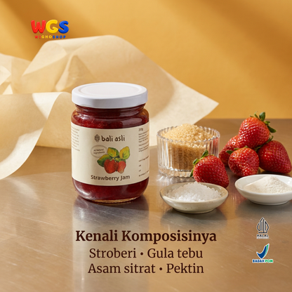Bali Asli Strawberry Jam 280g - Selai Stroberi Bahan Alami Tanpa Pengawet untuk Roti dan Kue