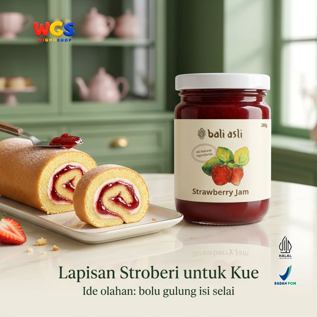 Bali Asli Strawberry Jam 280g - Selai Stroberi Bahan Alami Tanpa Pengawet untuk Roti dan Kue