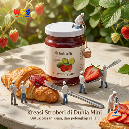 Bali Asli Strawberry Jam 280g - Selai Stroberi Bahan Alami Tanpa Pengawet untuk Roti dan Kue
