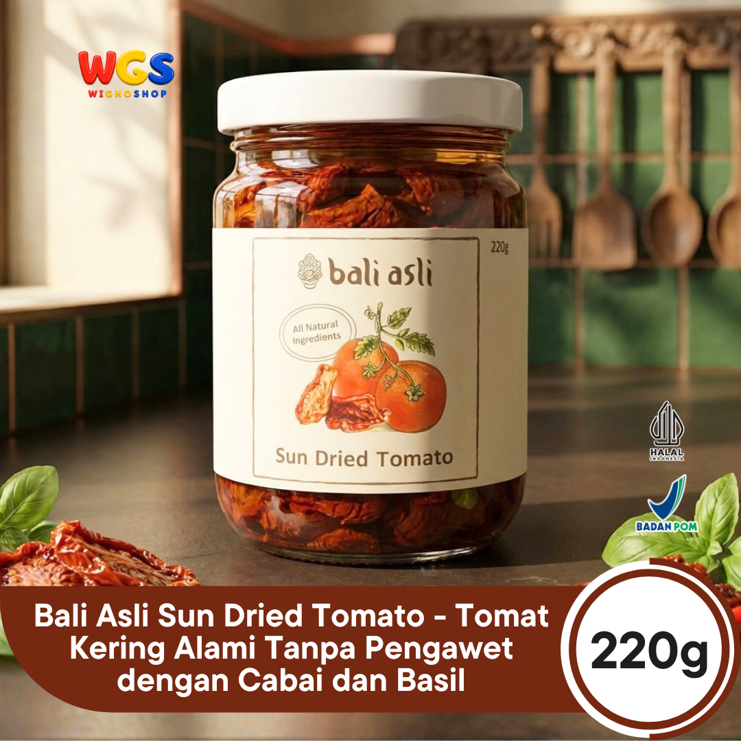 Bali Asli Sun Dried Tomato 220g - Tomat Kering Alami Tanpa Pengawet dengan Cabai dan Basil