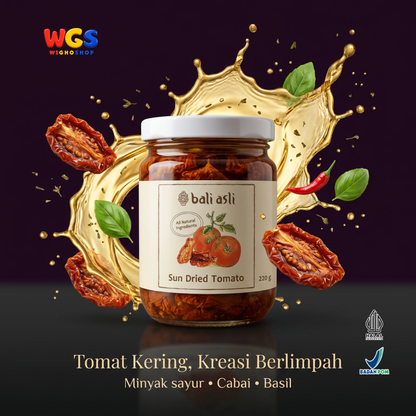 Bali Asli Sun Dried Tomato 220g - Tomat Kering Alami Tanpa Pengawet dengan Cabai dan Basil