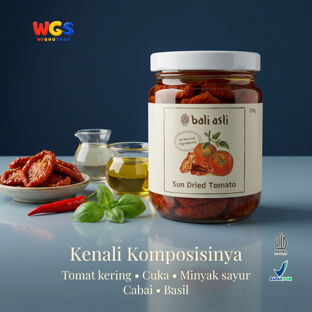 Bali Asli Sun Dried Tomato 220g - Tomat Kering Alami Tanpa Pengawet dengan Cabai dan Basil