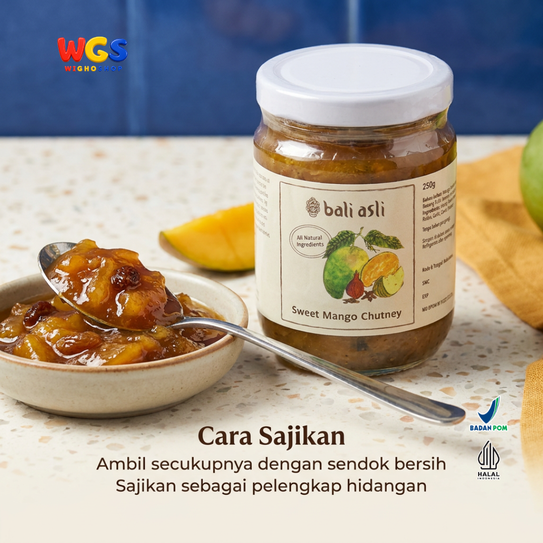 Bali Asli Sweet Mango Chutney 250g - Saus Mangga Manis Alami Tanpa Pengawet
