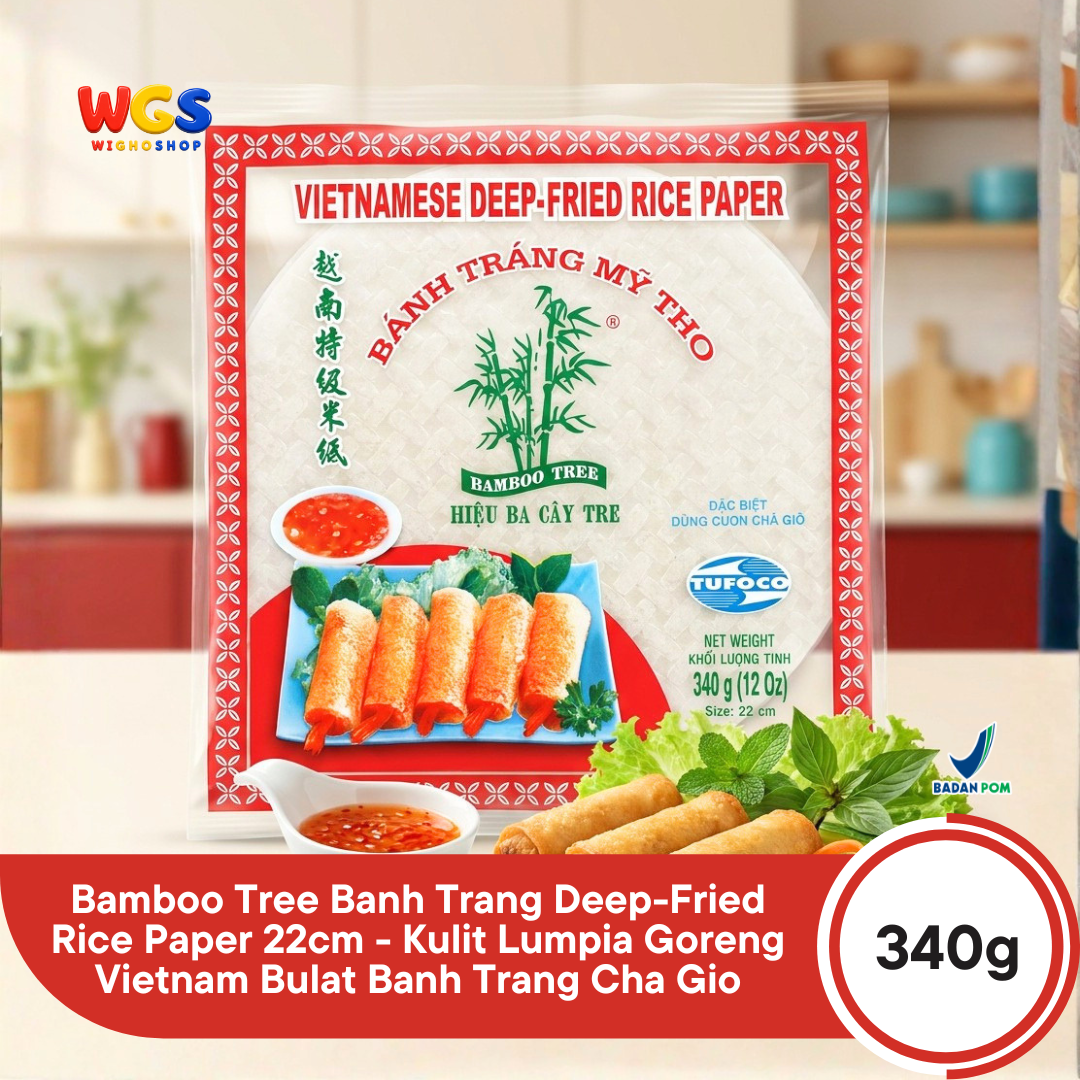 Bamboo Tree Banh Trang Deep-Fried Rice Paper 340g 22cm - Kulit Lumpia Goreng Vietnam Bulat Banh Trang Cha Gio