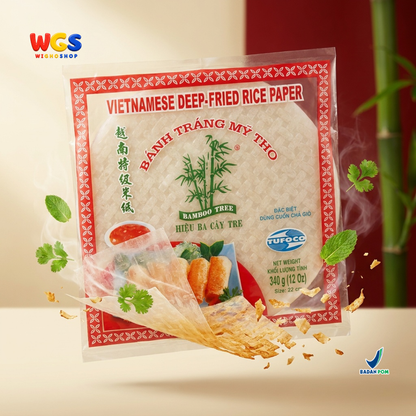 Bamboo Tree Banh Trang Deep-Fried Rice Paper 340g 22cm - Kulit Lumpia Goreng Vietnam Bulat Banh Trang Cha Gio