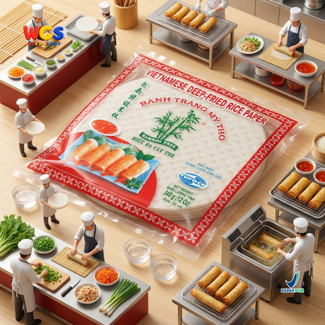 Bamboo Tree Banh Trang Deep-Fried Rice Paper 340g 22cm - Kulit Lumpia Goreng Vietnam Bulat Banh Trang Cha Gio