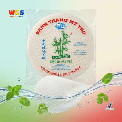 Bamboo Tree Banh Trang Fresh Spring Roll Rice Paper 340g 22cm - Kulit Lumpia Vietnam Banh Trang Goi Cuon Salad Wrap
