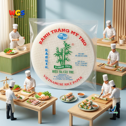Bamboo Tree Banh Trang Fresh Spring Roll Rice Paper 340g 22cm - Kulit Lumpia Vietnam Banh Trang Goi Cuon Salad Wrap