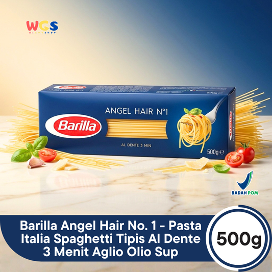 Barilla Angel Hair No. 1 500g - Pasta Italia Spaghetti Tipis Al Dente 3 Menit Aglio Olio Sup