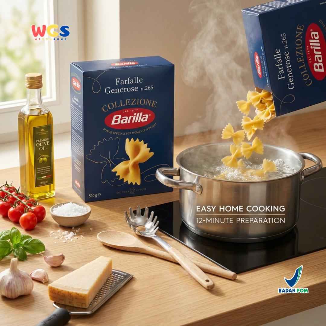 Barilla Collezione Farfalle Generose No. 265 500g - Pasta Kupu Kupu Italia Al Dente 12 Menit