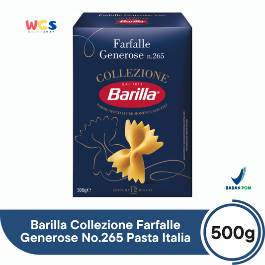 Barilla Farfalle Generose No.265 Pasta Italia 500g (Durum Wheat Semolina, Al Dente 12 Menit)