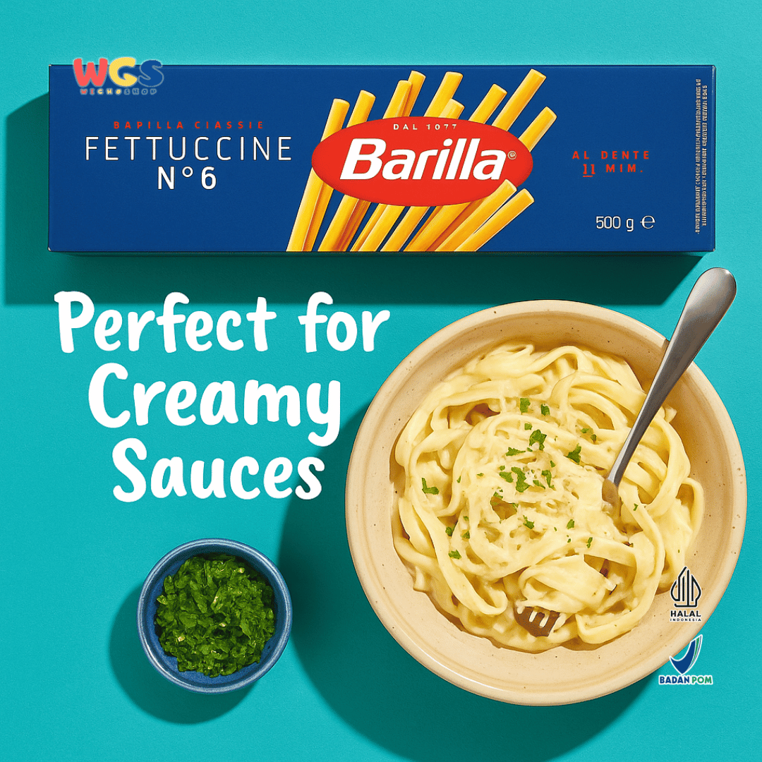 Barilla Fettuccine No.6 Pasta 500g – Pasta Italia Premium untuk Saus Krim & Hidangan Istimewa