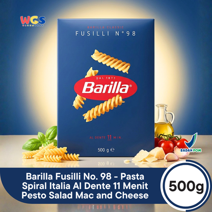 Barilla Fusilli No. 98 500g - Pasta Spiral Italia Al Dente 11 Menit Pesto Salad Mac and Cheese