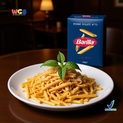 Barilla Penne Rigate No.73 Pasta Italia 500g (Durum Wheat Semolina Al Dente 11 Menit)
