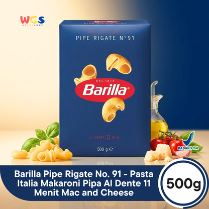 Barilla Pipe Rigate No. 91 500g - Pasta Italia Makaroni Pipa Al Dente 11 Menit Mac and Cheese