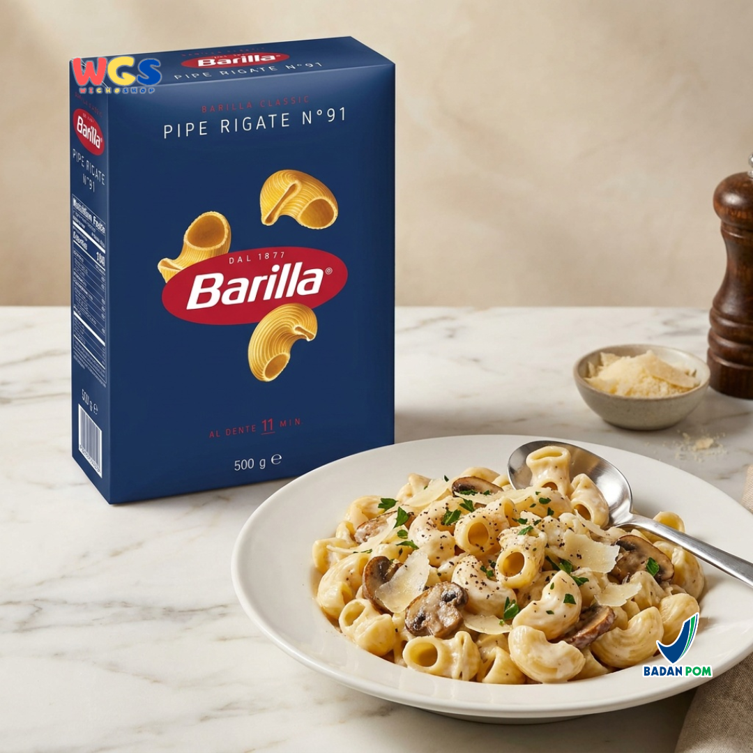Barilla Pipe Rigate No. 91 500g - Pasta Italia Makaroni Pipa Al Dente 11 Menit Mac and Cheese