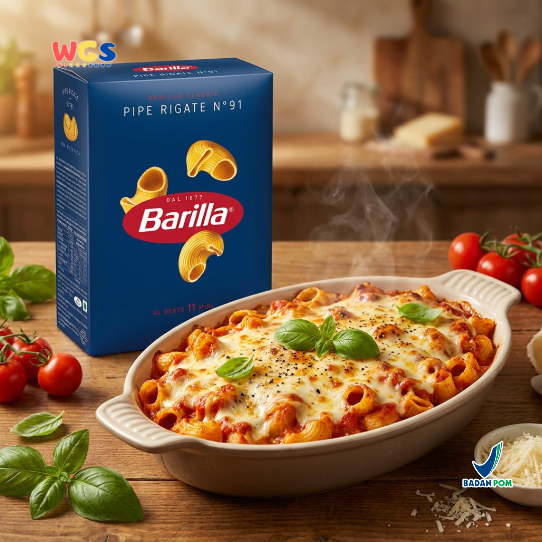 Barilla Pipe Rigate No. 91 500g - Pasta Italia Makaroni Pipa Al Dente 11 Menit Mac and Cheese