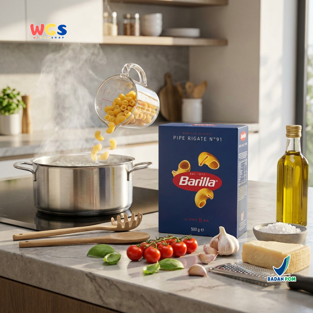 Barilla Pipe Rigate No. 91 500g - Pasta Italia Makaroni Pipa Al Dente 11 Menit Mac and Cheese