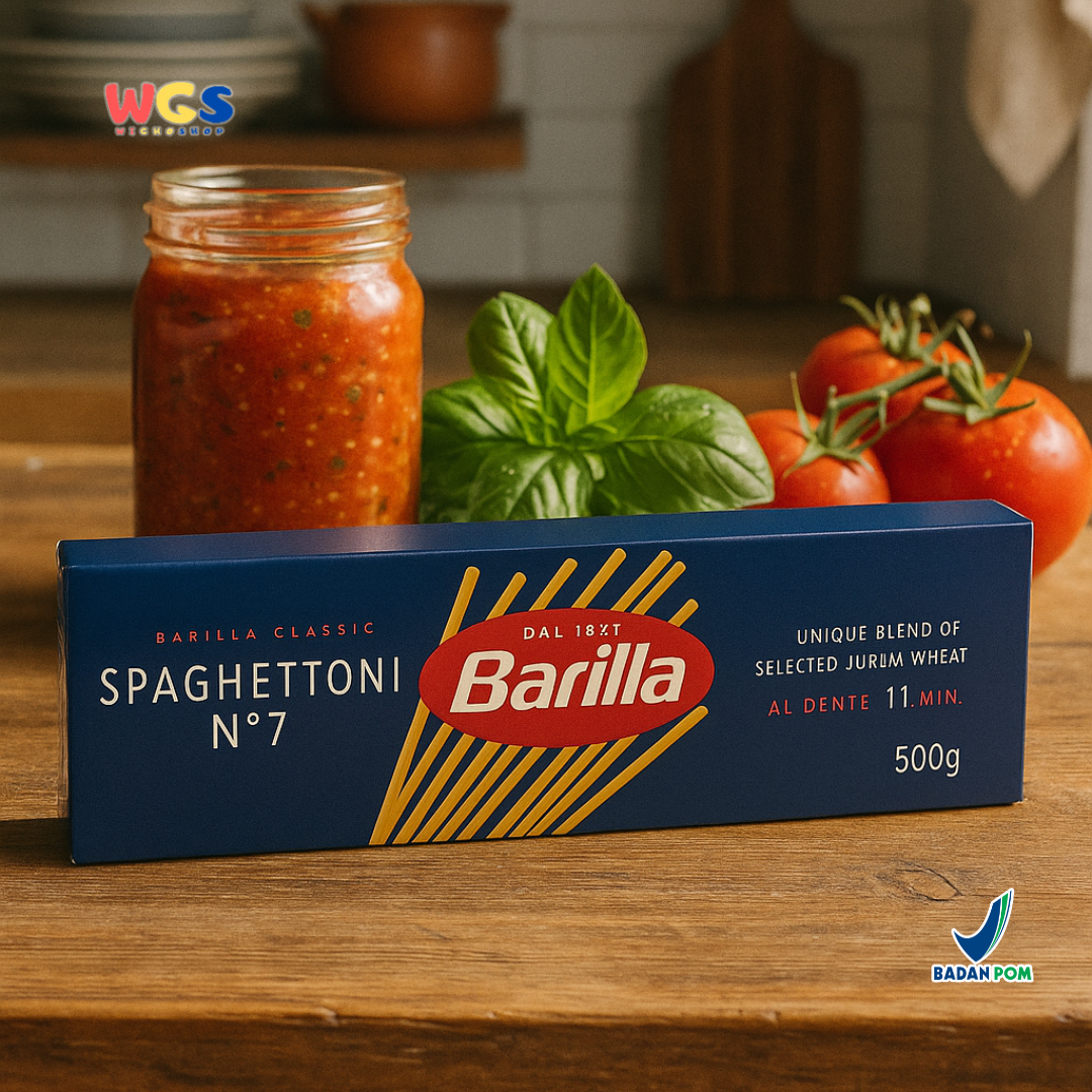 Barilla Spaghettoni No.7 (500g) | Pasta Gandum Durum Asli Italia Tekstur Tebal & Al Dente 11 Menit
