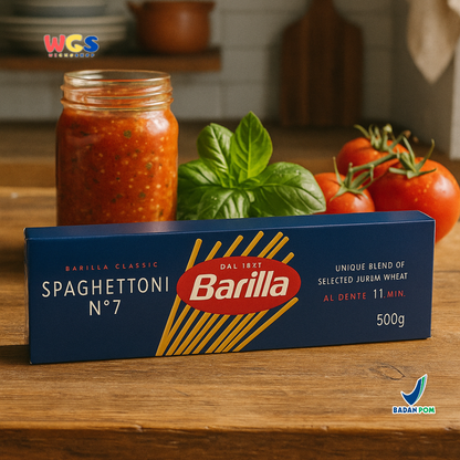 Barilla Spaghettoni No.7 (500g) | Pasta Gandum Durum Asli Italia Tekstur Tebal & Al Dente 11 Menit