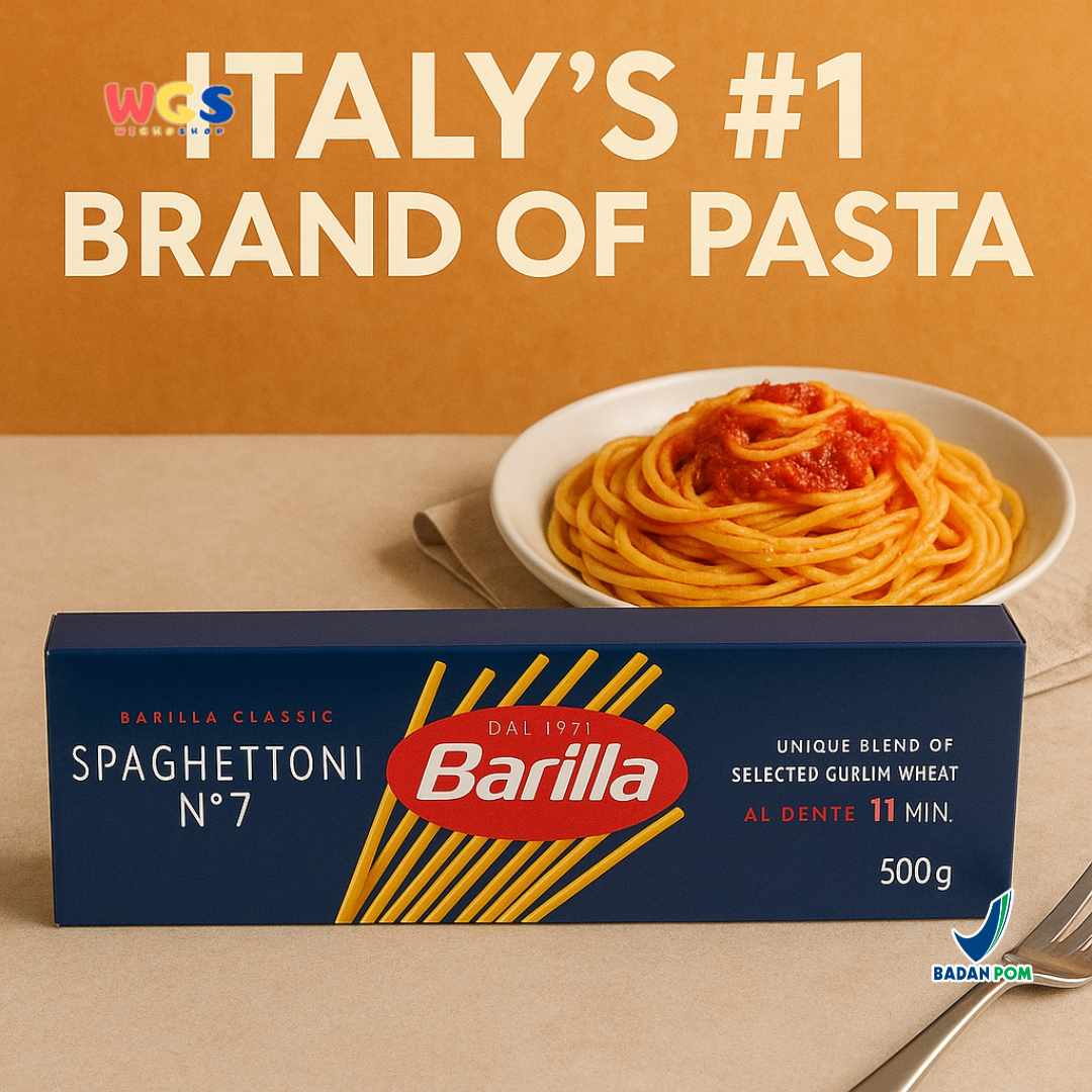 Barilla Spaghettoni No.7 (500g) | Pasta Gandum Durum Asli Italia Tekstur Tebal & Al Dente 11 Menit