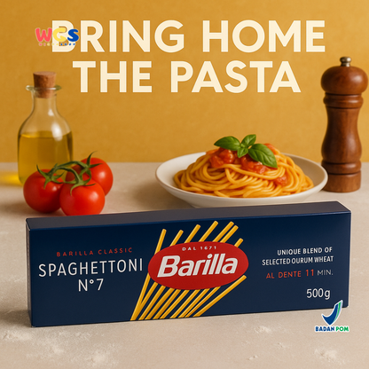 Barilla Spaghettoni No.7 (500g) | Pasta Gandum Durum Asli Italia Tekstur Tebal & Al Dente 11 Menit