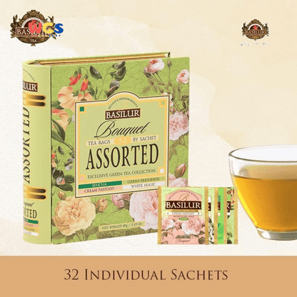 Basilur Bouquet Collection 48g – 32 Sachet Teh Hijau Aromatik dengan Sentuhan Bunga dan Buah