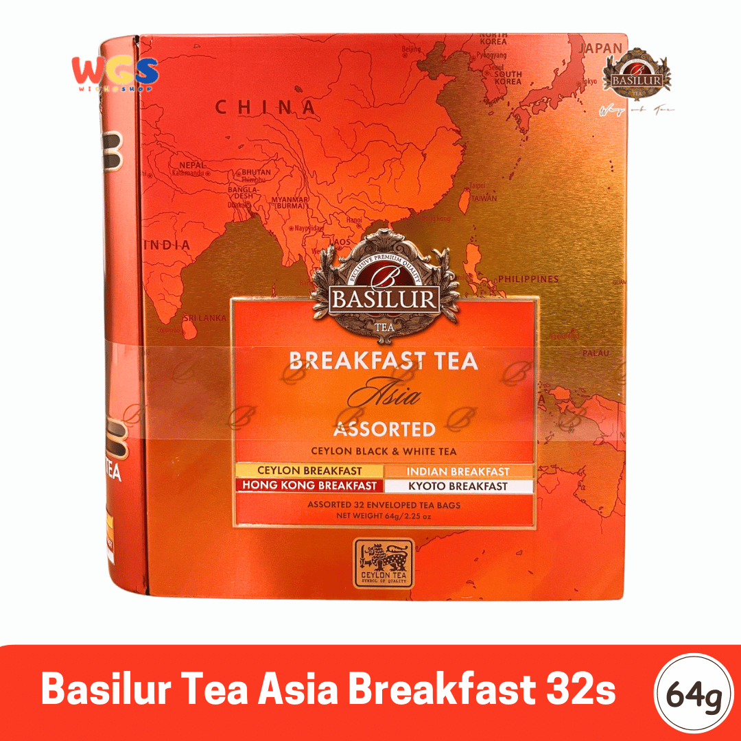 Basilur Breakfast Tea Asia 64g – 32 Sachet Teh Ceylon Hitam & Putih dengan Cita Rasa Asia