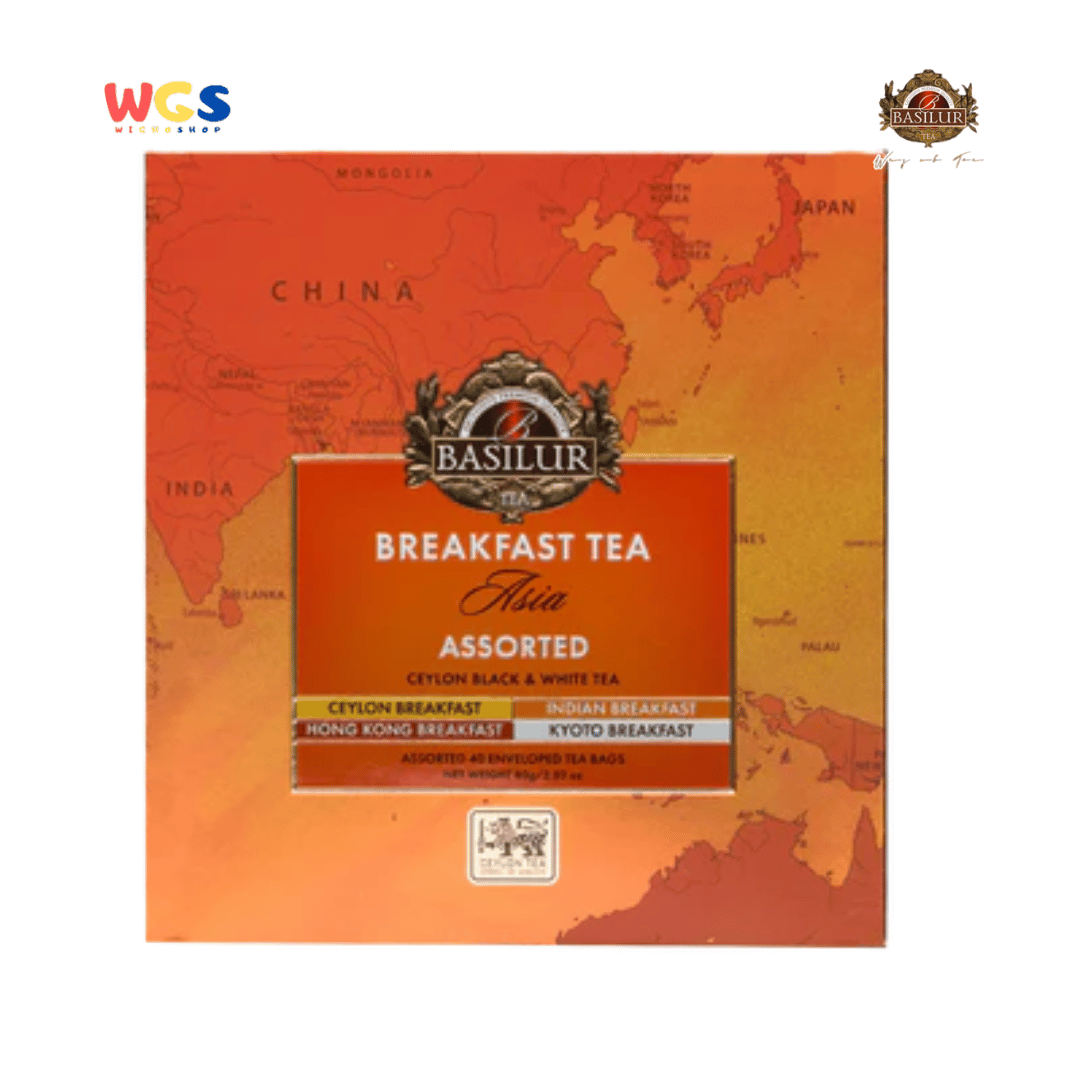 Basilur Breakfast Tea Asia 64g – 32 Sachet Teh Ceylon Hitam & Putih dengan Cita Rasa Asia