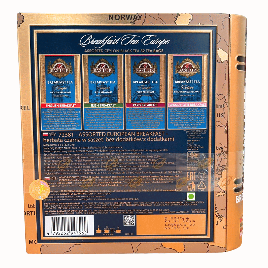Basilur Breakfast Tea Europe 64g – 32 Sachet Teh Hitam Ceylon Klasik dari Inspirasi Eropa