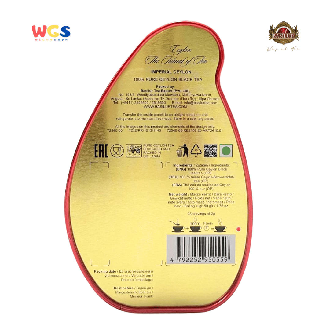 Basilur Ceylon The Island of Tea Imperial Ceylon Pure Ceylon Black Tea 50g – Kaleng Koleksi Premium