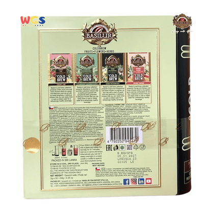 Basilur Cold Brew Teh Herbal Tanpa Kafein 64g (32 Tea Bags) – Cherry Lime, Mint, Guava, Mango Segar
