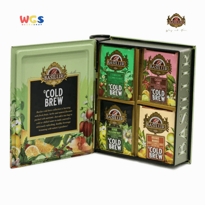 Basilur Cold Brew Teh Herbal Tanpa Kafein 64g (32 Tea Bags) – Cherry Lime, Mint, Guava, Mango Segar