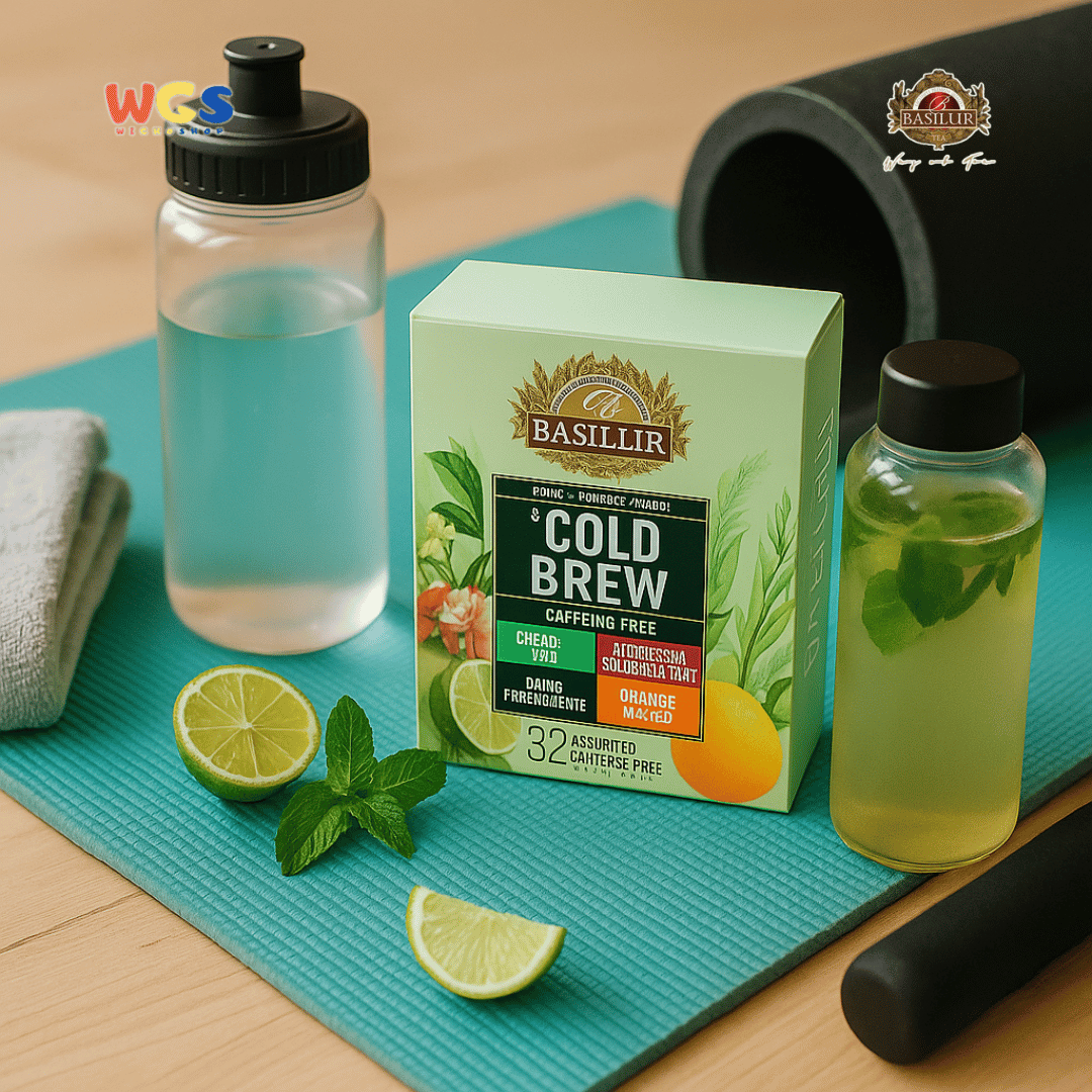 Basilur Cold Brew Teh Herbal Tanpa Kafein 64g (32 Tea Bags) – Cherry Lime, Mint, Guava, Mango Segar