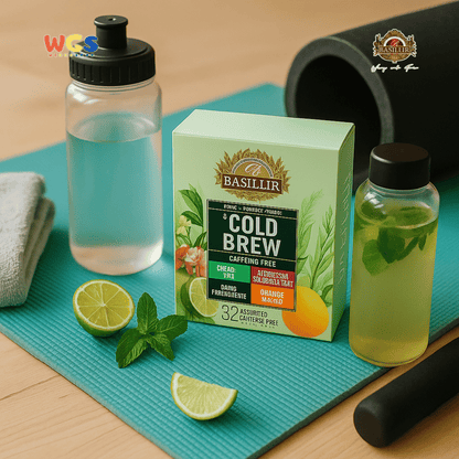 Basilur Cold Brew Teh Herbal Tanpa Kafein 64g (32 Tea Bags) – Cherry Lime, Mint, Guava, Mango Segar
