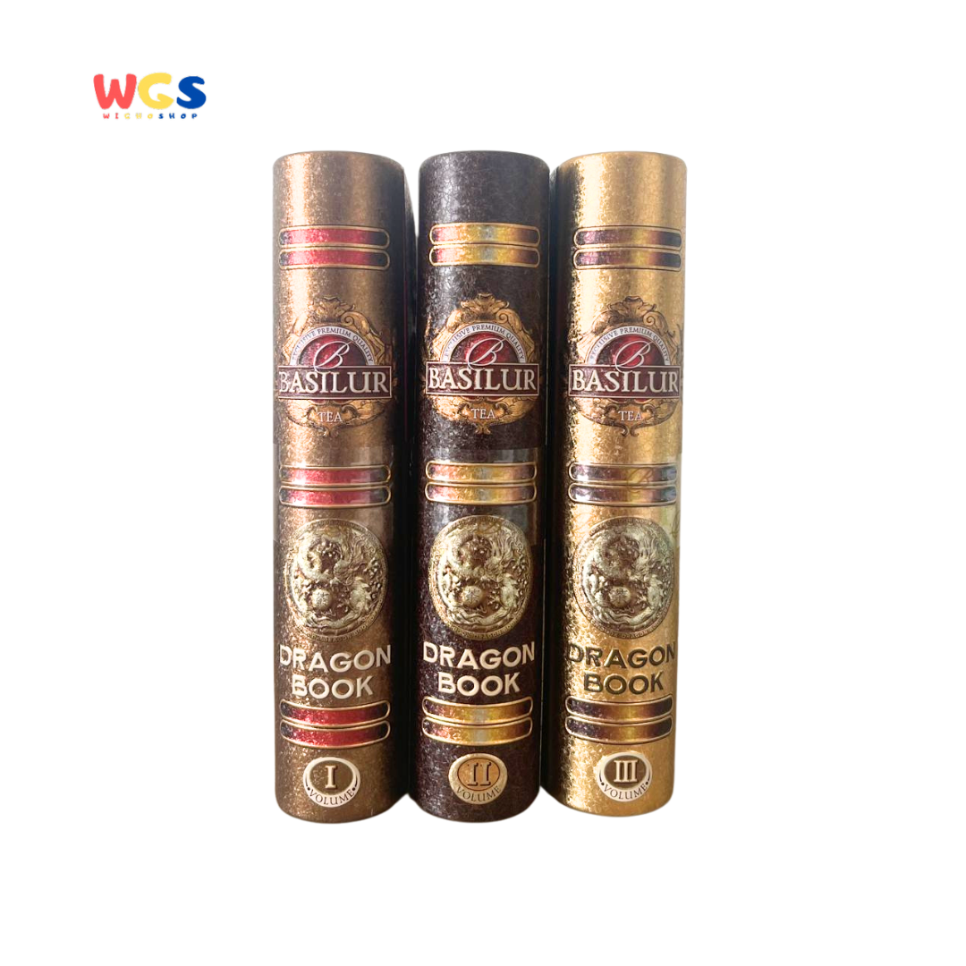 Basilur Dragon Book Vol. I–III – Teh Hitam Ceylon Premium 300g dalam Koleksi Buku Naga Eksklusif