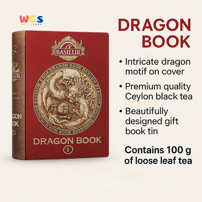 Basilur Dragon Book Vol. I–III – Teh Hitam Ceylon Premium 300g dalam Koleksi Buku Naga Eksklusif
