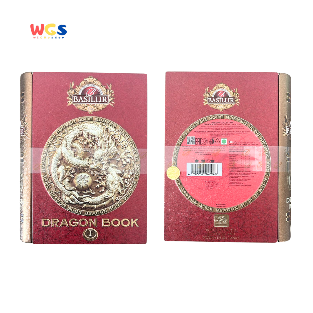 Basilur Dragon Book Vol. I–III – Teh Hitam Ceylon Premium 300g dalam Koleksi Buku Naga Eksklusif