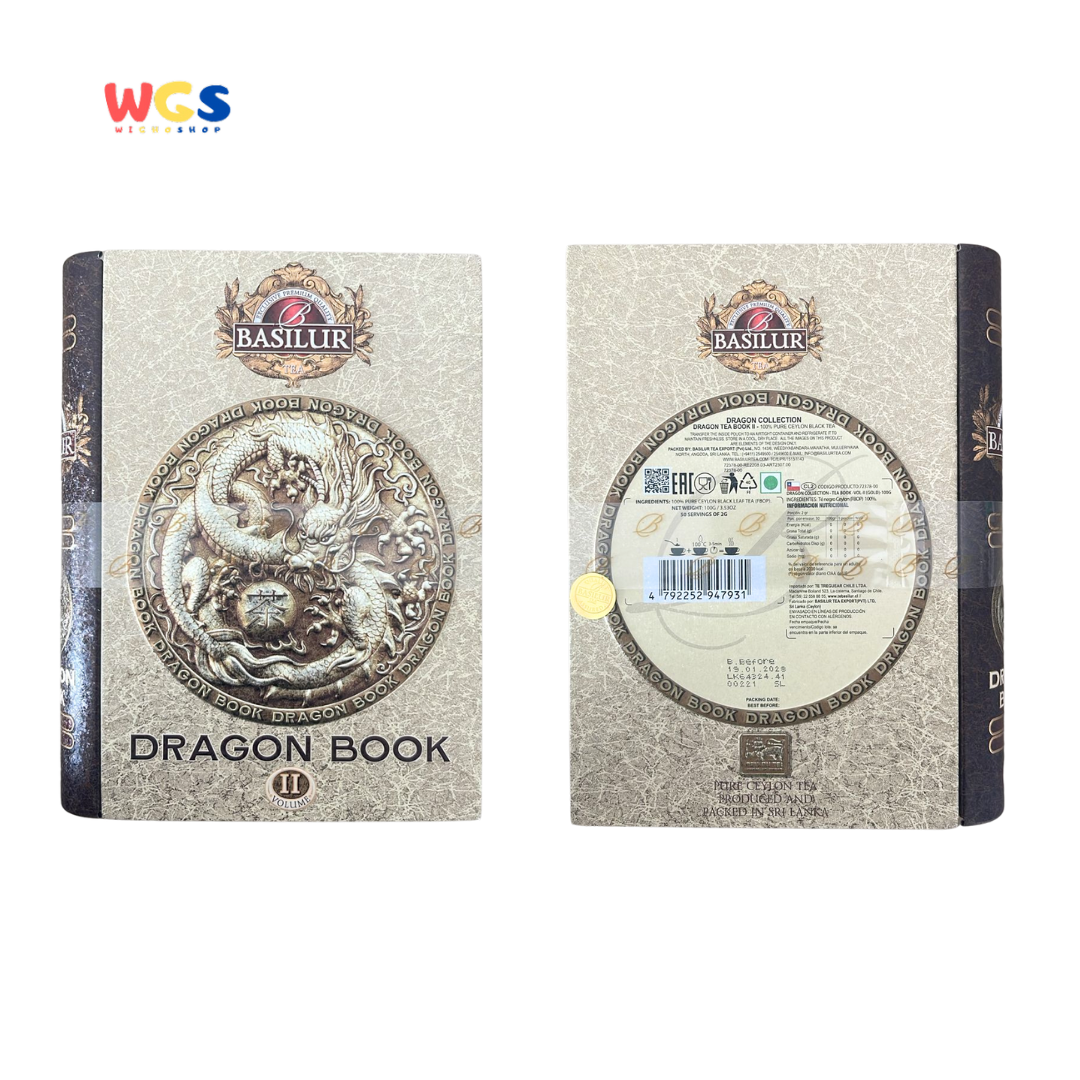 Basilur Dragon Book Vol. I–III – Teh Hitam Ceylon Premium 300g dalam Koleksi Buku Naga Eksklusif