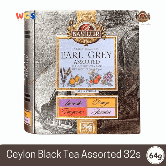 Basilur Earl Grey Assorted Teh Hitam Ceylon 64g (32 Tea Bags) – Lavender, Orange, Jasmine, Tangerine